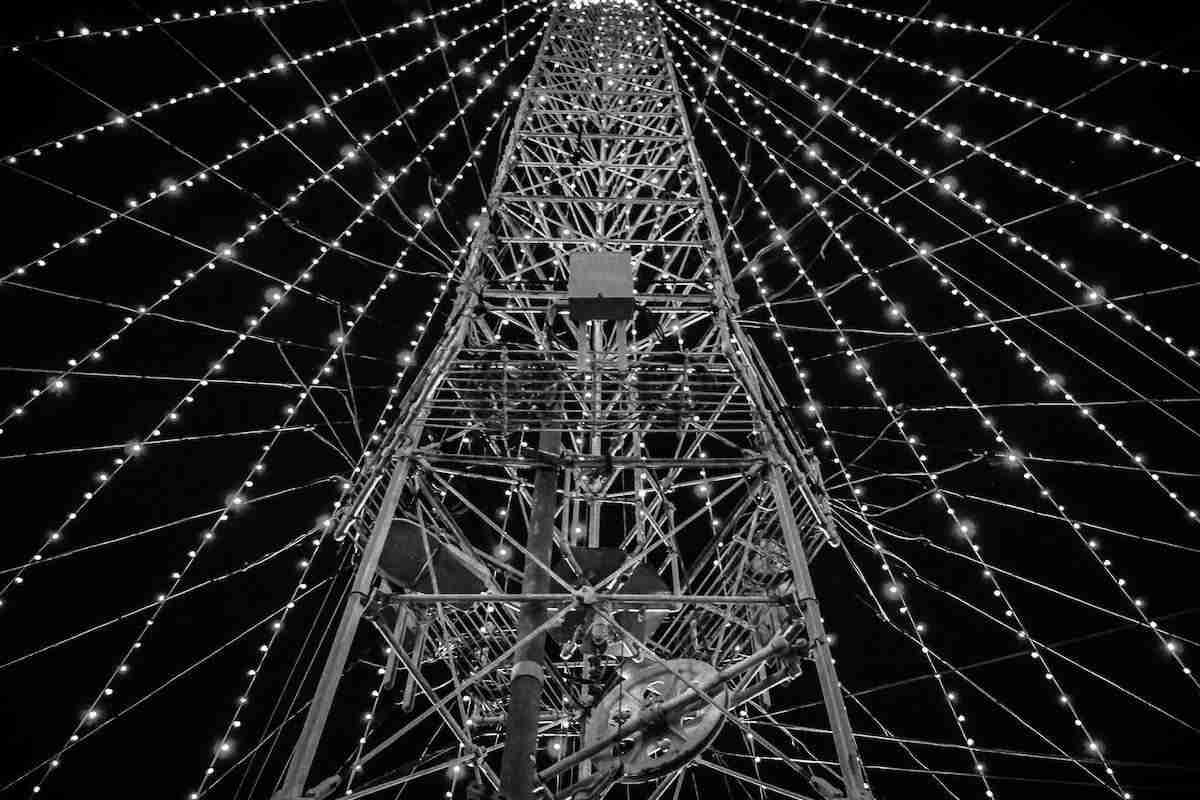 Ferris Wheel Structure with Lights at Night
